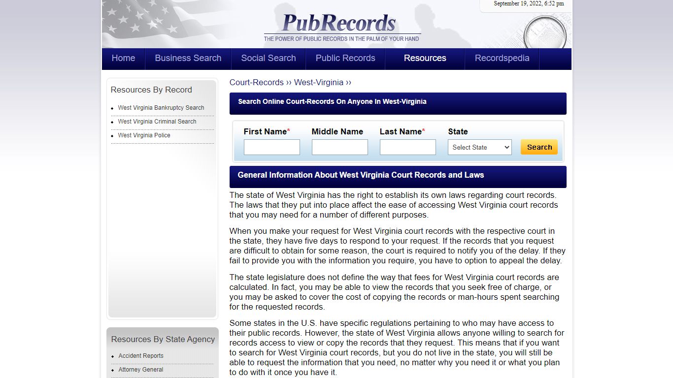Search Online Court-Records On Anyone In West-Virginia
